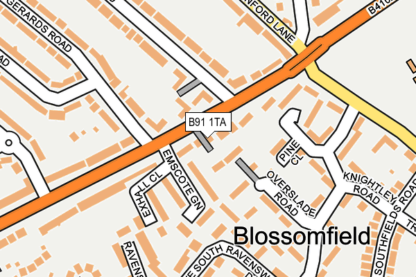 B91 1TA map - OS OpenMap – Local (Ordnance Survey)