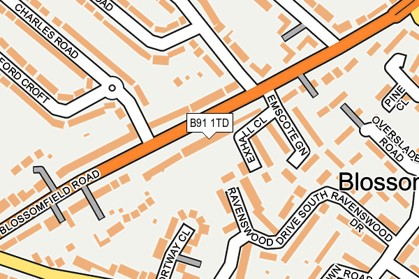B91 1TD map - OS OpenMap – Local (Ordnance Survey)