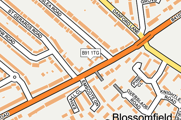 B91 1TG map - OS OpenMap – Local (Ordnance Survey)