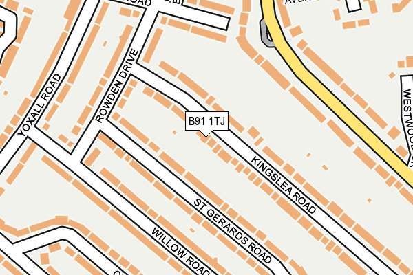 B91 1TJ map - OS OpenMap – Local (Ordnance Survey)