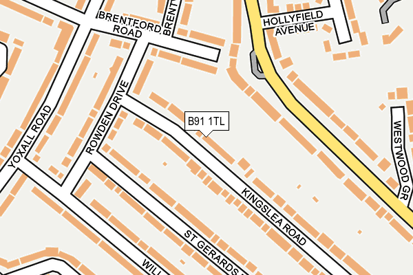 B91 1TL map - OS OpenMap – Local (Ordnance Survey)