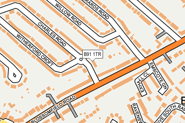 B91 1TR map - OS OpenMap – Local (Ordnance Survey)