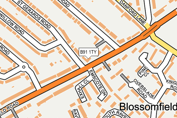 B91 1TY map - OS OpenMap – Local (Ordnance Survey)