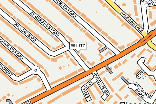 B91 1TZ map - OS OpenMap – Local (Ordnance Survey)