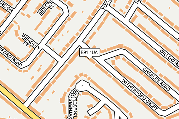 B91 1UA map - OS OpenMap – Local (Ordnance Survey)