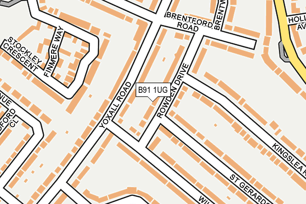 B91 1UG map - OS OpenMap – Local (Ordnance Survey)