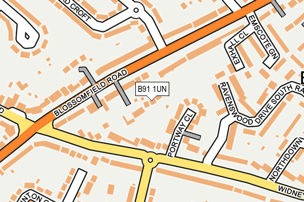 B91 1UN map - OS OpenMap – Local (Ordnance Survey)