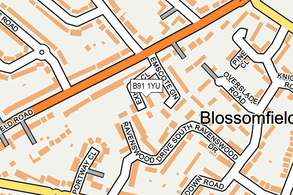 B91 1YU map - OS OpenMap – Local (Ordnance Survey)