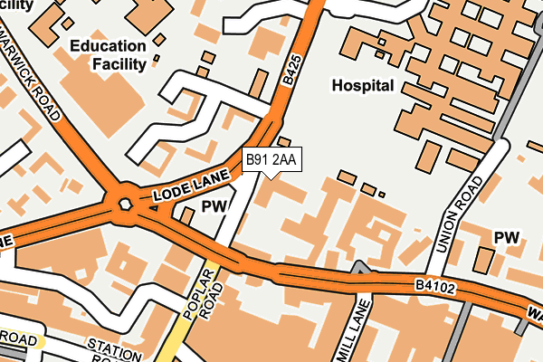 B91 2AA map - OS OpenMap – Local (Ordnance Survey)