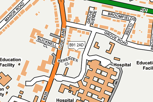 B91 2AD map - OS OpenMap – Local (Ordnance Survey)