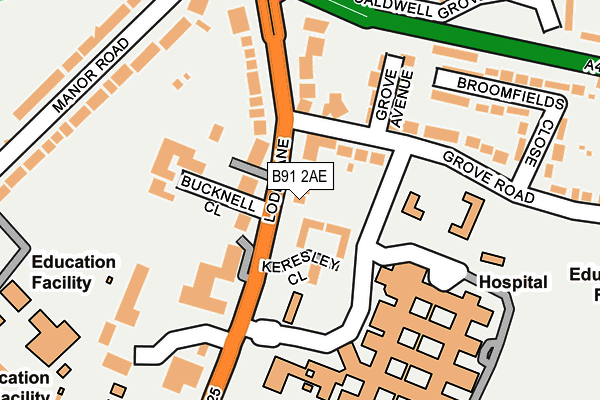 B91 2AE map - OS OpenMap – Local (Ordnance Survey)