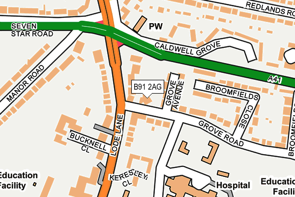 B91 2AG map - OS OpenMap – Local (Ordnance Survey)