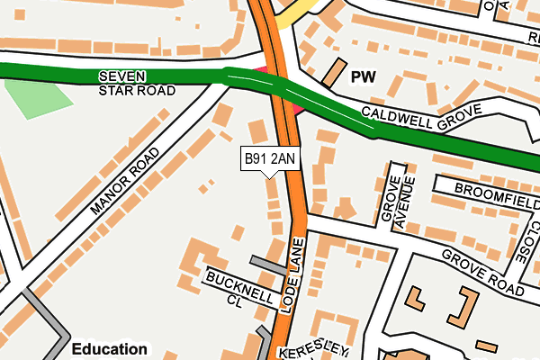 B91 2AN map - OS OpenMap – Local (Ordnance Survey)