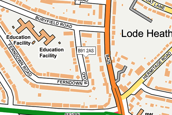 B91 2AS map - OS OpenMap – Local (Ordnance Survey)