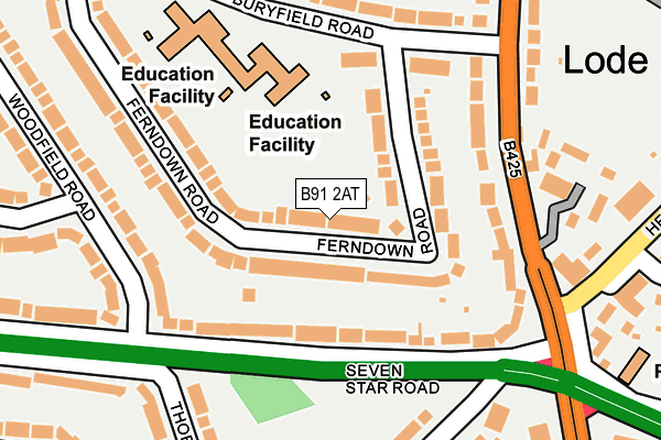 B91 2AT map - OS OpenMap – Local (Ordnance Survey)