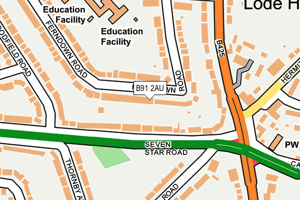 B91 2AU map - OS OpenMap – Local (Ordnance Survey)