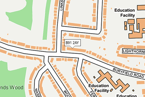 B91 2AY map - OS OpenMap – Local (Ordnance Survey)