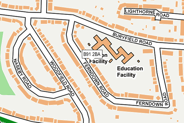 B91 2BA map - OS OpenMap – Local (Ordnance Survey)
