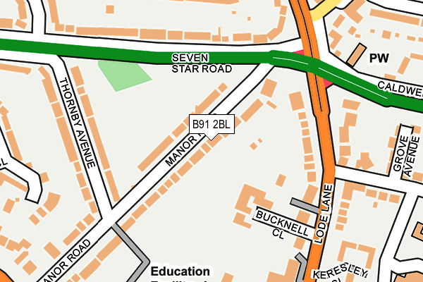 B91 2BL map - OS OpenMap – Local (Ordnance Survey)