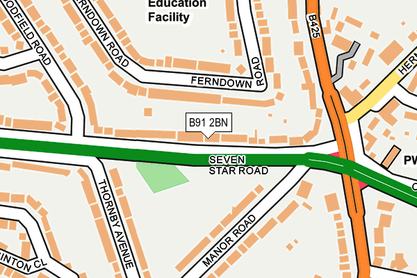 B91 2BN map - OS OpenMap – Local (Ordnance Survey)