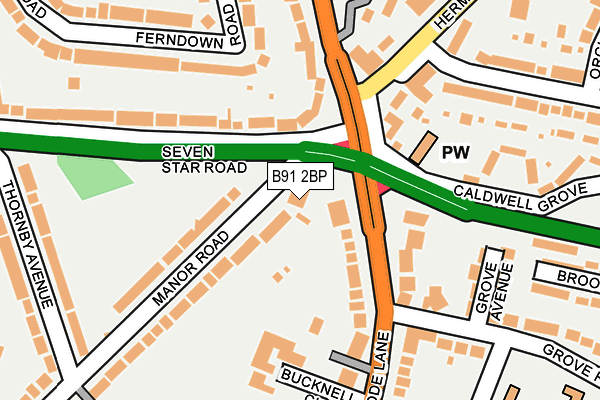 B91 2BP map - OS OpenMap – Local (Ordnance Survey)