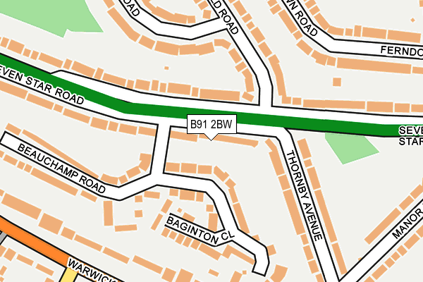 B91 2BW map - OS OpenMap – Local (Ordnance Survey)