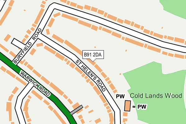 B91 2DA map - OS OpenMap – Local (Ordnance Survey)