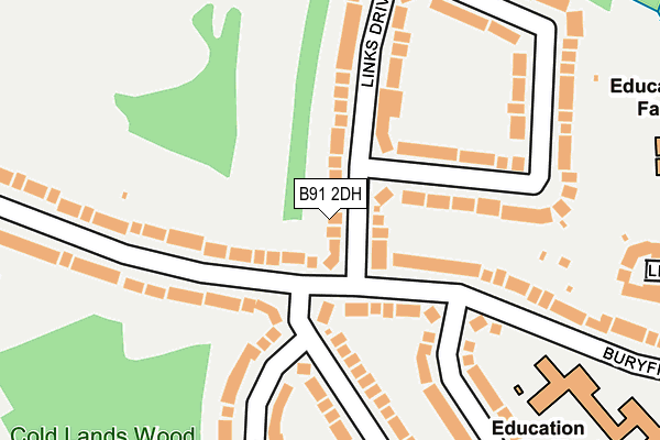 B91 2DH map - OS OpenMap – Local (Ordnance Survey)