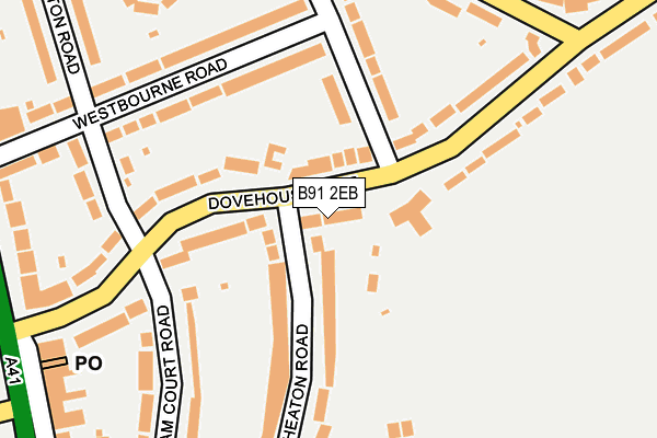 B91 2EB map - OS OpenMap – Local (Ordnance Survey)
