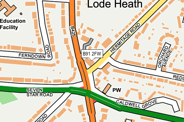 B91 2FW map - OS OpenMap – Local (Ordnance Survey)