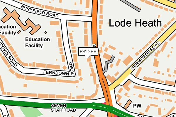 B91 2HH map - OS OpenMap – Local (Ordnance Survey)