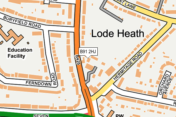 B91 2HJ map - OS OpenMap – Local (Ordnance Survey)