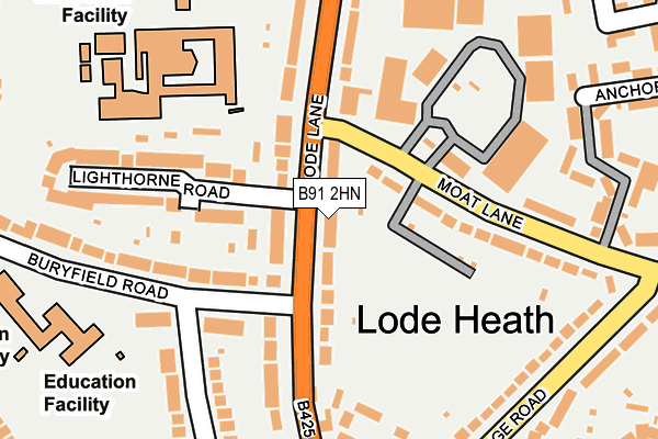 B91 2HN map - OS OpenMap – Local (Ordnance Survey)