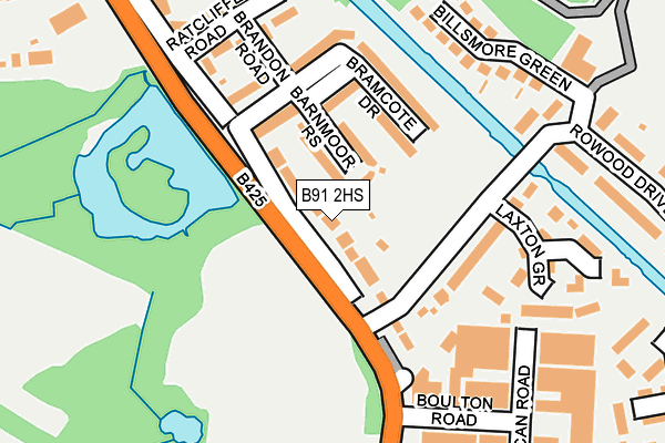 B91 2HS map - OS OpenMap – Local (Ordnance Survey)