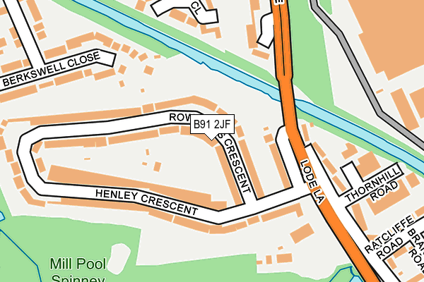 B91 2JF map - OS OpenMap – Local (Ordnance Survey)