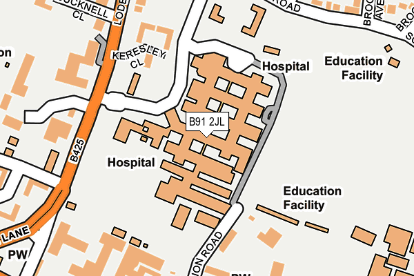 B91 2JL map - OS OpenMap – Local (Ordnance Survey)