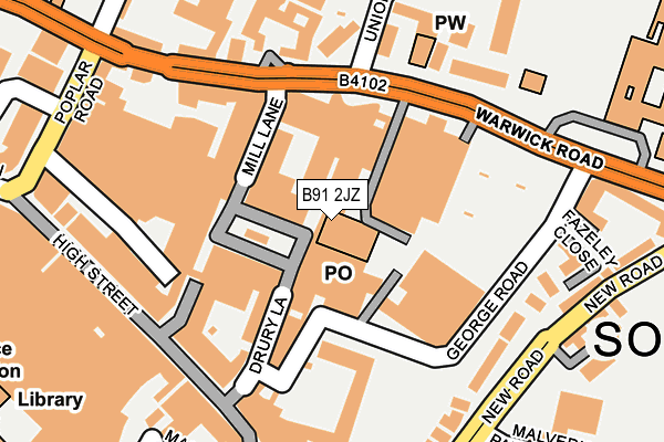 B91 2JZ map - OS OpenMap – Local (Ordnance Survey)