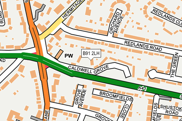 B91 2LH map - OS OpenMap – Local (Ordnance Survey)