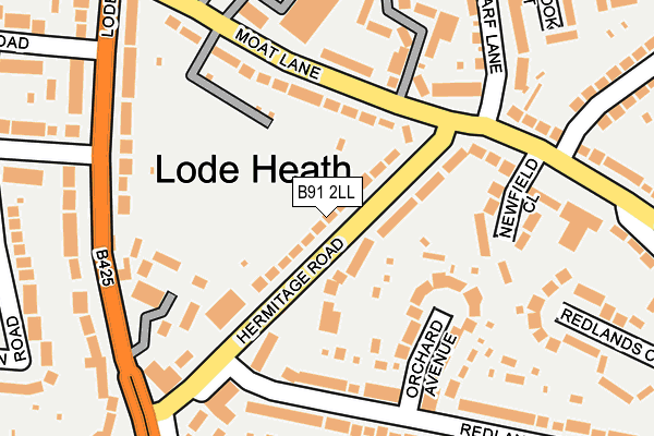 B91 2LL map - OS OpenMap – Local (Ordnance Survey)