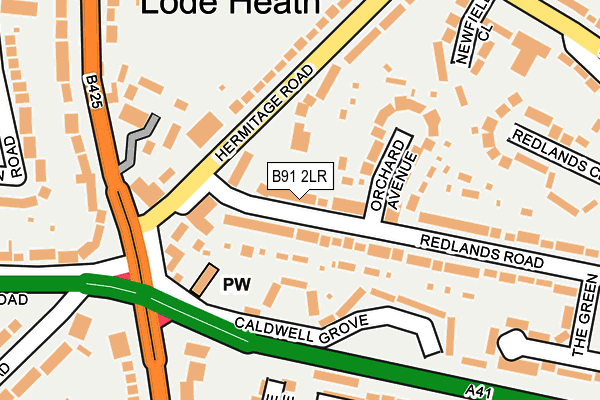 B91 2LR map - OS OpenMap – Local (Ordnance Survey)