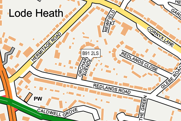 B91 2LS map - OS OpenMap – Local (Ordnance Survey)