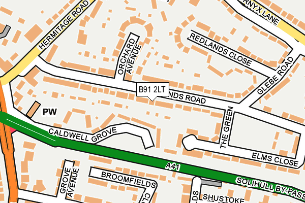 B91 2LT map - OS OpenMap – Local (Ordnance Survey)