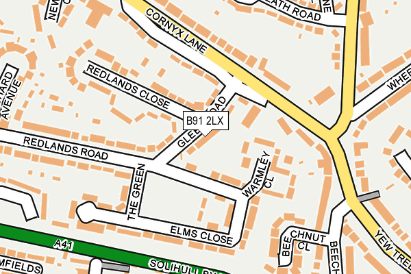 B91 2LX map - OS OpenMap – Local (Ordnance Survey)