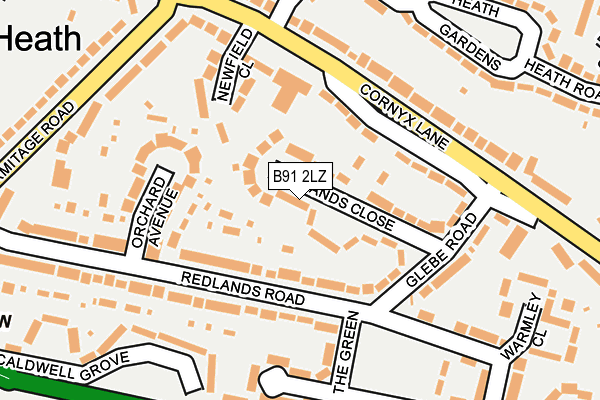 B91 2LZ map - OS OpenMap – Local (Ordnance Survey)