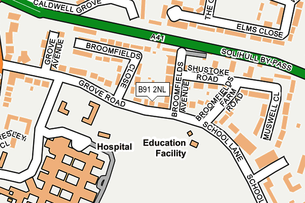 B91 2NL map - OS OpenMap – Local (Ordnance Survey)