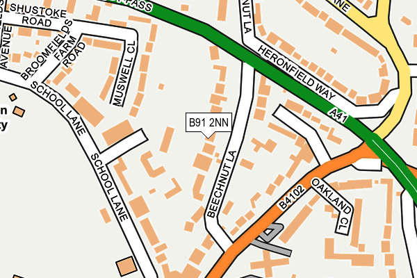 B91 2NN map - OS OpenMap – Local (Ordnance Survey)