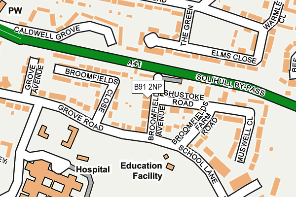 B91 2NP map - OS OpenMap – Local (Ordnance Survey)