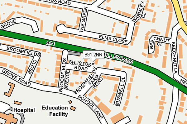 B91 2NR map - OS OpenMap – Local (Ordnance Survey)