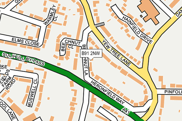 B91 2NW map - OS OpenMap – Local (Ordnance Survey)