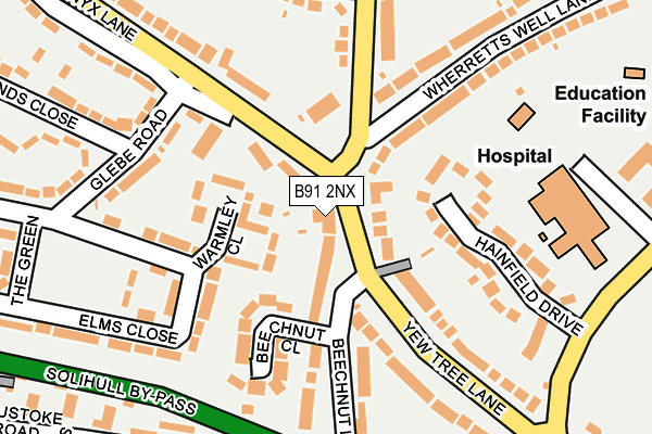 B91 2NX map - OS OpenMap – Local (Ordnance Survey)